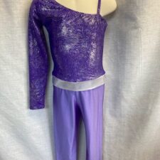 Purple and silver one sleeve cropped catsuit - Bespoke measurement costumes