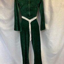 Dark green long sleeve velvet all-in-one with silver sequin belt - Bespoke measurement costumes