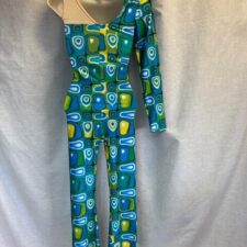 Turquoise and yellow geometric print one sleeve all-in-one - Bespoke measurement costumes