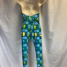 Turquoise and yellow geometric print halter neck catsuit - Bespoke measurement costumes