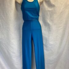 Turquoise lycra halter neck top and trousers
