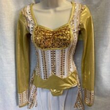 Gold and white sparkle leotard with tails