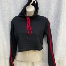 Red and black hooded top