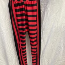 Red and black striped leggings