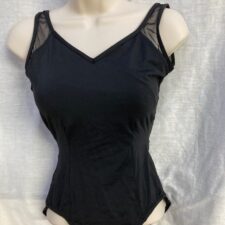 Black leotard with mesh and criss cross back