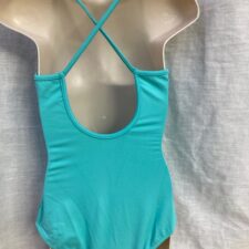 Turquoise leotard with lace crossover pattern
