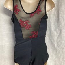 Black leotard with red lace back