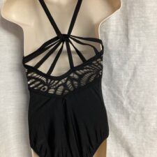 Black leotard with cut out neckline and back