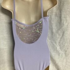 Pale purple leotard with iridescent butterfly design