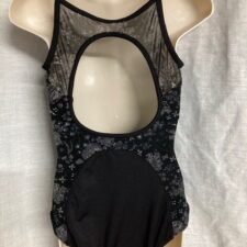 Black and grey floral tank leotard with mesh back