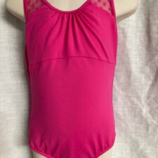 Raspberry leotard with heart shaped mesh detail