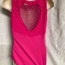 Raspberry leotard with heart shaped mesh detail
