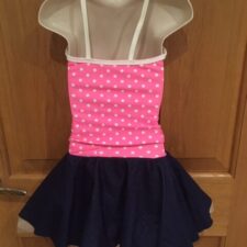 Pink and white spotty and denim top and tutu skirt (attached shorts underneath)