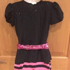 Pink and black top with stripes and sequin belt