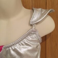 Fuchsia and metallic silver crop top and briefs