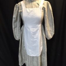 Tan stripe peasant/orphan dress with attached apron