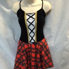 Black velvet and tartan skirted leotard with lace up front