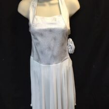 White and silver skirted leotard with halter neck