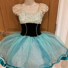 Turquoise, black and gold velvet and floral tutu
