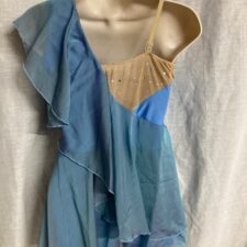 Pale blue and nude chiffon skirted leotard with fly away sleeve