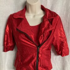 Metallic red crop top and jacket (belt not included)