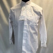 White shirt with ruffle cravat and sleeve hems