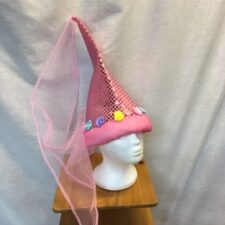 Pink sparkle princess hat with flowers
