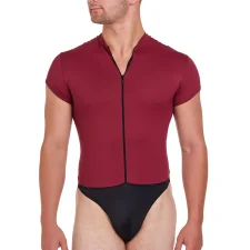 Burgundy and black men's leotard