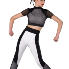 Black and white fishnet crop top and leggings