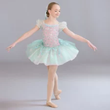 Pale green and pink tutu with sequin and velvet bodice
