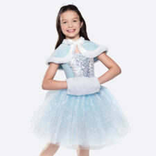 Pale blue tutu with velvet and sequin bodice, sparkle net skirt, cape and muff