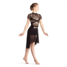 Black chiffon skirt and matching shrug with criss cross bodice  (can be worn over any leotard or biketard to create a lyrical look)