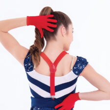 Red, white and blue sequin skirted biketard with gloves