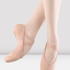 Pink split sole ballet shoe with cross straps