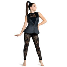 Black lace catsuit with peplum jacket