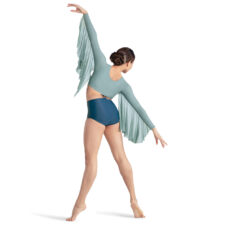 Grey and slate blue leotard with fly away sleeves
