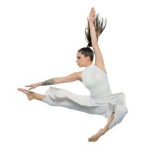 White pleather leotard with culotte trousers
