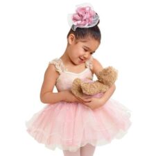Pale pink and dusty rose lace tutu with ruffle straps and tiny pearls