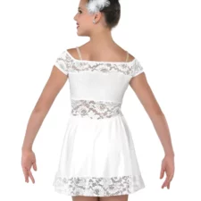 White skirted biketard with lace details