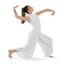 White pleather leotard with culotte trousers