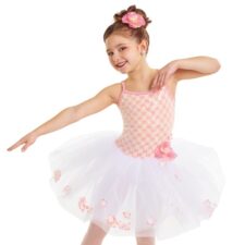 White and pink lace tutu with floating flowers