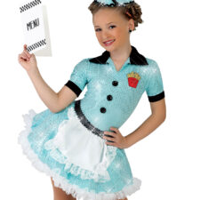 Aqua sequin waitress costume and hat