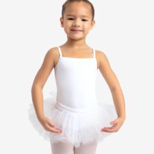 White leotard with attached sequin tutu skirt