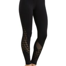 Black Flex Tek leggings with lace mesh detail