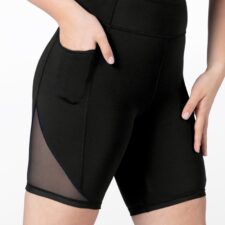 Black lycra shorts with mesh panel
