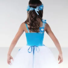 Turquoise velvet and white tutu with flowers