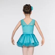 Turquoise sequin and lace skirted leotard