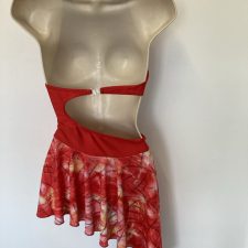 Red, orange and pink skirted leotard with cut our side