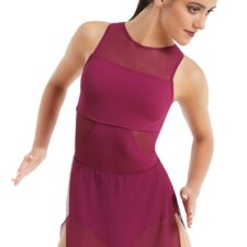 Raspberry chiffon skirted leotard