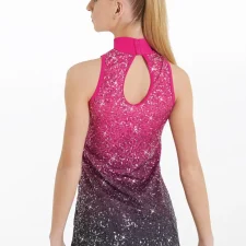 Ombre sequin high neck dress with attached leotard